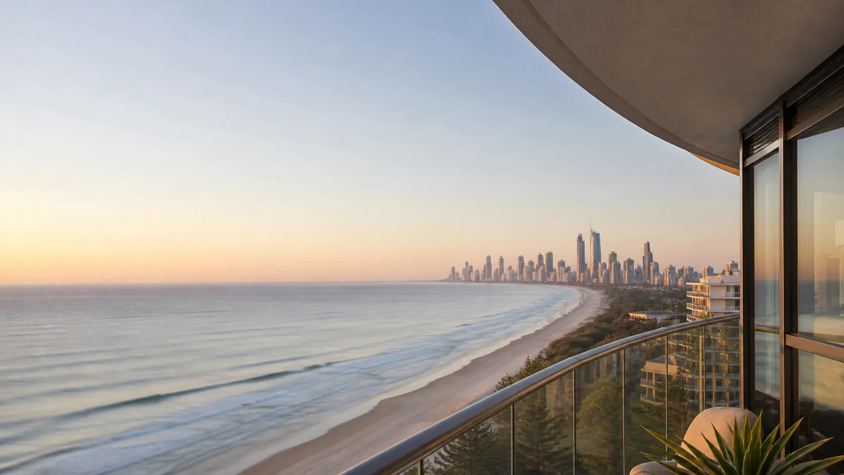 Representative balcony outlook towards the Surfers Paradise coast