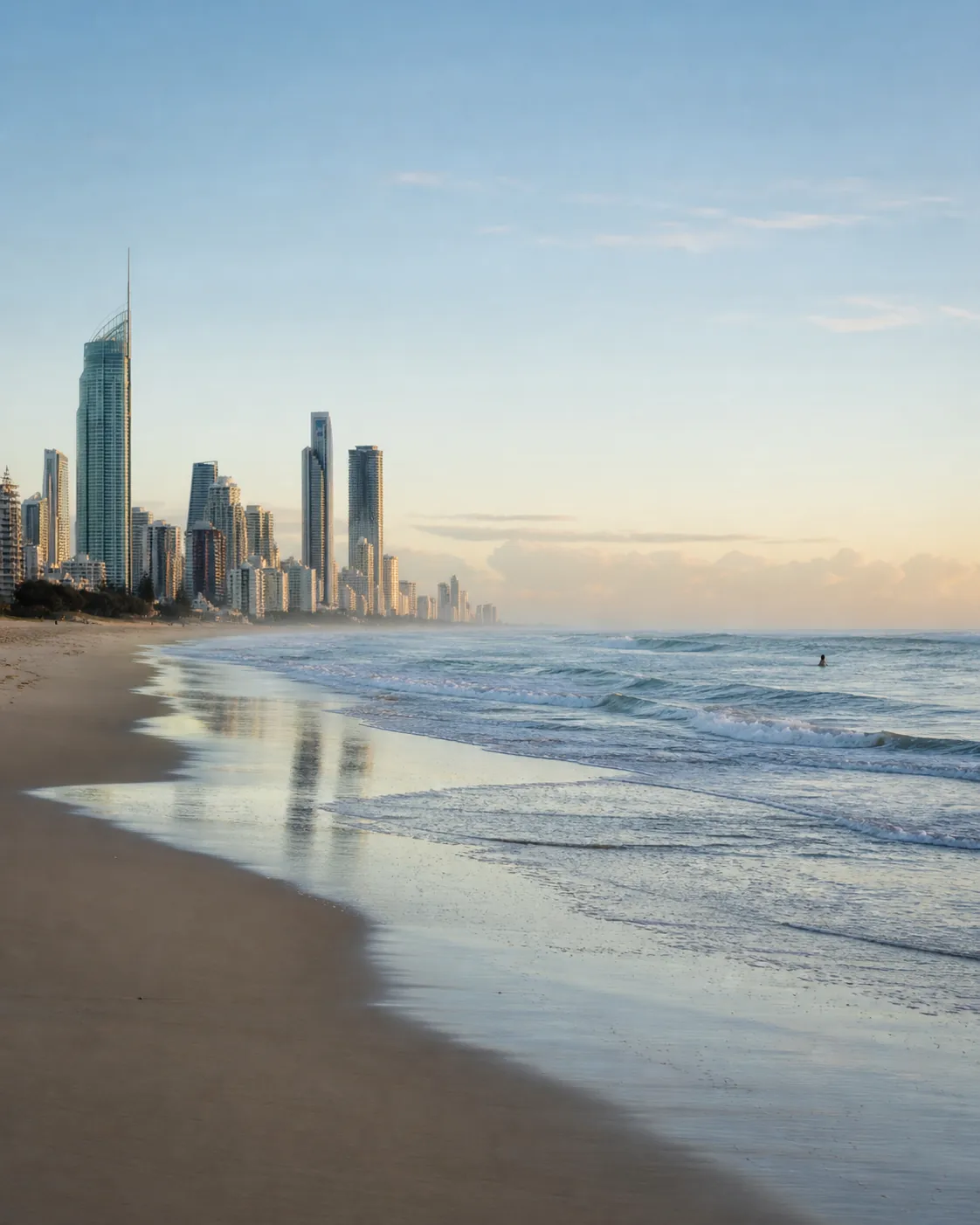 Surfers Paradise beach in the early morning